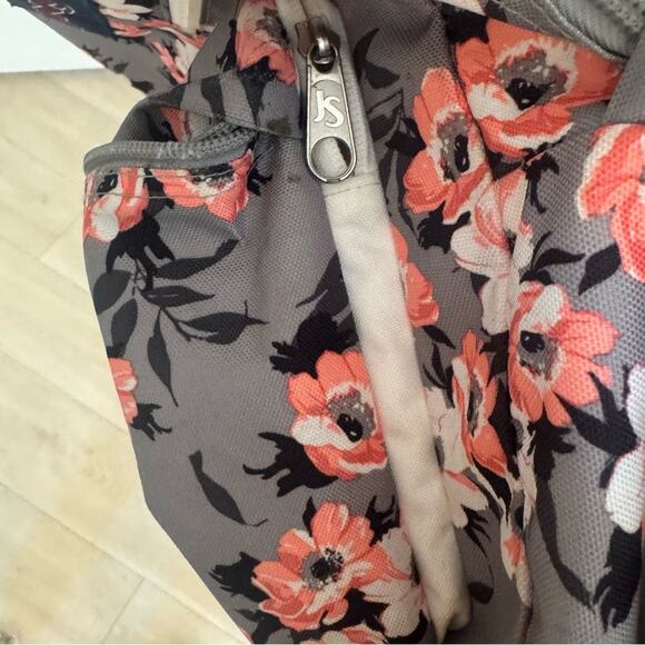 Jansport Backpack Plumeria Flowers Pink Gray Cherry Blossom School Travel Work - Picture 5 of 15